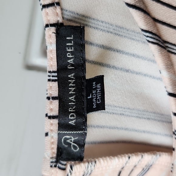 Adrianna Papell Striped Flutter Sleeve Blouse Size L Color Peach - Picture 2 of 7